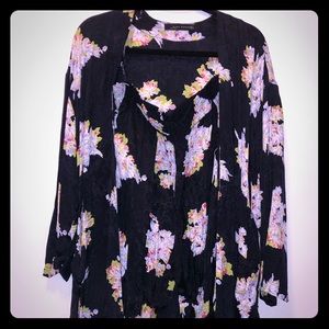 Zara floral kimono and pant set